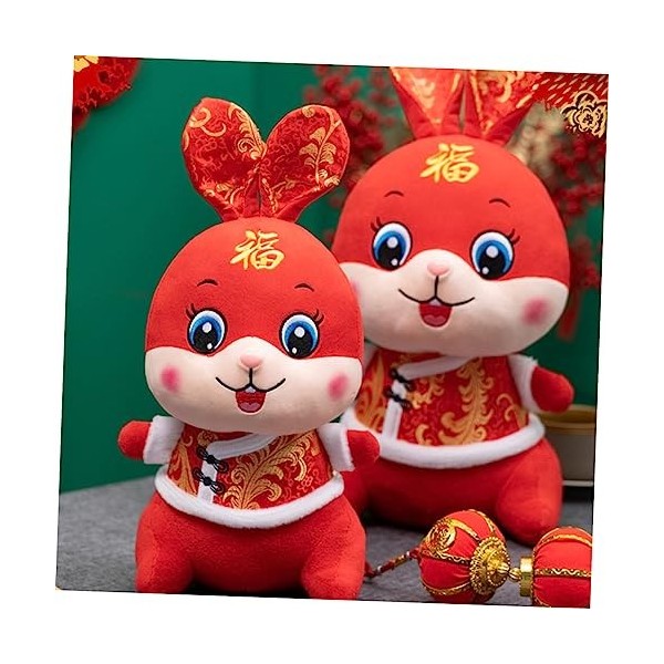 ibasenice 5 Pièces Poupée Lapin Costume Tang Peluche Lapin Figurines du Zodiaque Chinois Lapin Figurine danimaux Feng Shui L