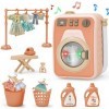 deAO Machine A Laver Enfant,Électroniques Machine À Laver Jouet avec Sons Réalistes,Ensemble De Jouets pour Machine À Laver,J