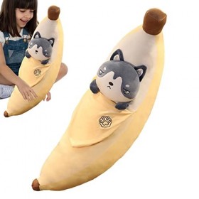 Visiblurry Oreiller câlin Banane | Banane en Peluche en Peluche avec Un Joli Chien,Oreiller Banane Doux et Confortable pour L