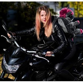 corimori 1857 Sac À Dos Ruby La Licorne Punk, Cartable Noir-Rose Pour Filles Et Femmes, En Peluche