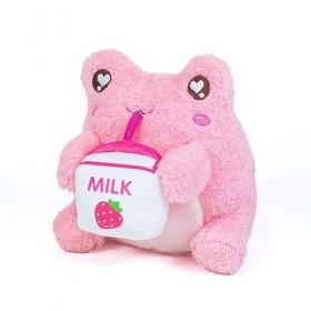 Cuddle Barn PlushGoals – Jouet en peluche Wawa la grenouille au lait de fraise parfumé, rose clair, 15,2 cm