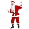 "SUPER DELUXE SANTA CLAUS" jacket, pants, belt, hat, boot covers, wig, beard with moustache, eyebrows - One Size Fits Most