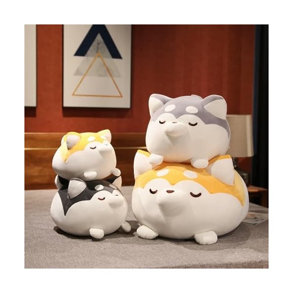 EacTEL Happy Fluffy Corgi Chien Peluche Jouet Shiba inu Peluche Animal Dessin animé Oreiller Mignon Cadeau de Noël pour Enfan