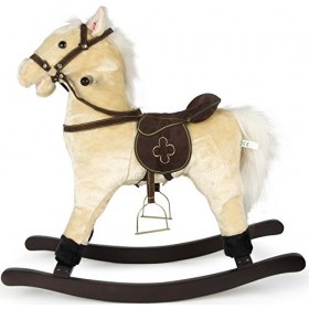 Leomark Cheval à Bascule en Bois et Peluche à Effet sonore, pour Enfant De 1-3 Ans, Jouet à Bascule Bébé Garçons et Fille