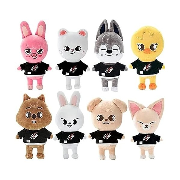 iFii Peluche Skzoo Stray Kids de 20 cm/8 pouces, jouets en peluche doux Skz de dessin animé Wolf Chan/Han Quokka/Dwaekki pour