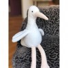 La Pelucherie - Peluche Doudou Cigogne 40 cm - Blanc - Peluches Artisanales - Cousues Main - Marque Française