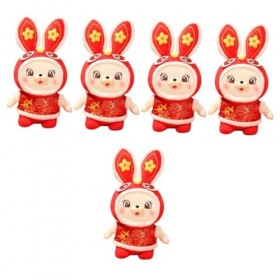 ABOOFAN 5 Pièces Année du Lapin Mascotte Peluche Lapin Jouet Année du Lapin 2023 Figure Zodiaque Lapin Mascotte Themberchaud 