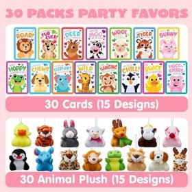JOYIN Lot de 30 cartes cadeaux de Saint-Valentin avec jouet en peluche pour enfants, jouet en peluche pour la Saint-Valentin,