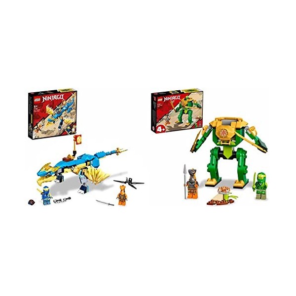 LEGO 71760 Ninjago L’Évolution Dragon du Tonnerre De Jay & 71757 Ninjago Le Robot Ninja de Lloyd, Jouet pour Enfant dès 4 Ans