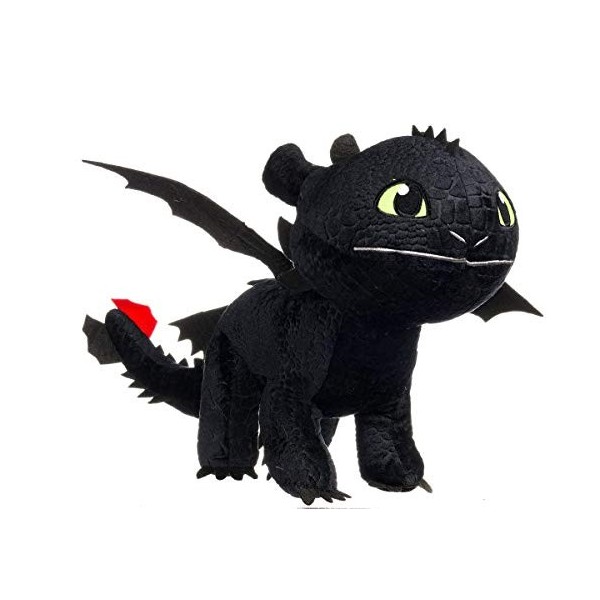 DreamWorks Animation Dragon KROKMOU Toothless Night Fury Peluche 90cm énorme XXL Géant Plush Dragon Trainer Noir Black