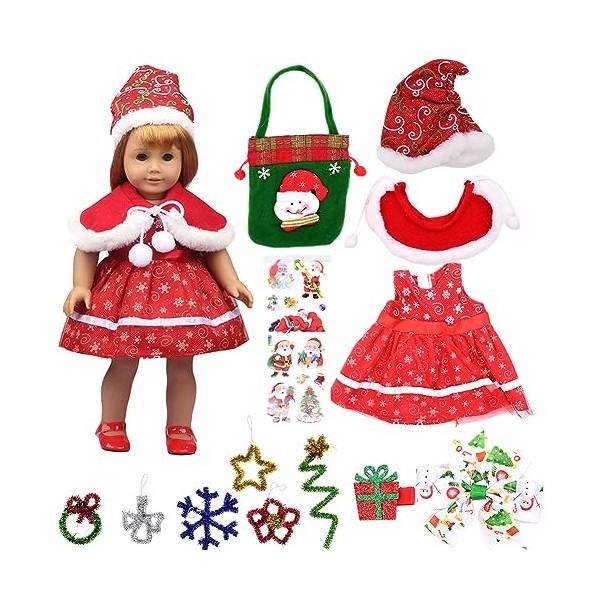 BSNRDX Poupée Vêtements De Christmas Outfits Robes De Pyjama pour Poupée Américaine De 18 Pouces, Notre Génération Christmas 