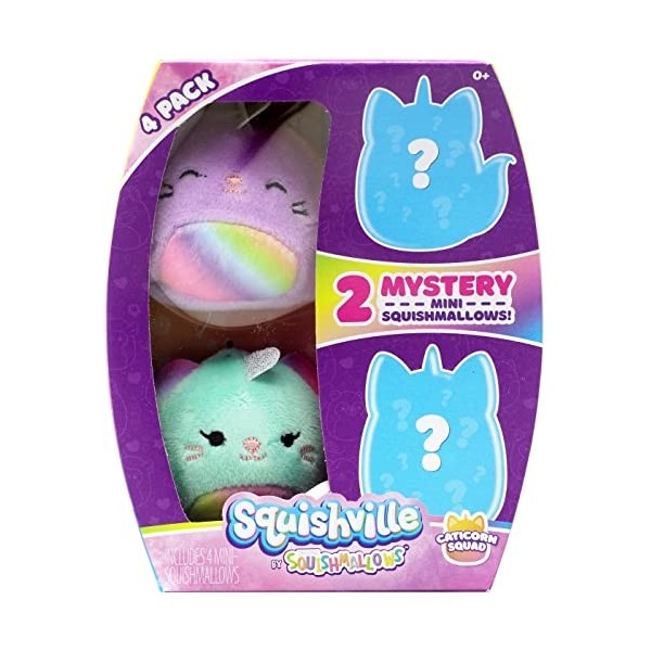 Squishville by Squishmallows SQM0078 Mystery Squad Four 2 Caticorns en Peluche irrésistiblement Douce Multicolore