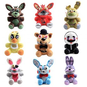 uiuoutoy Lot de 9 poupées en peluche Five Nights At Freddys FNAF Nightmare Foxy Freddy Springtrap en peluche douce Cadeau
