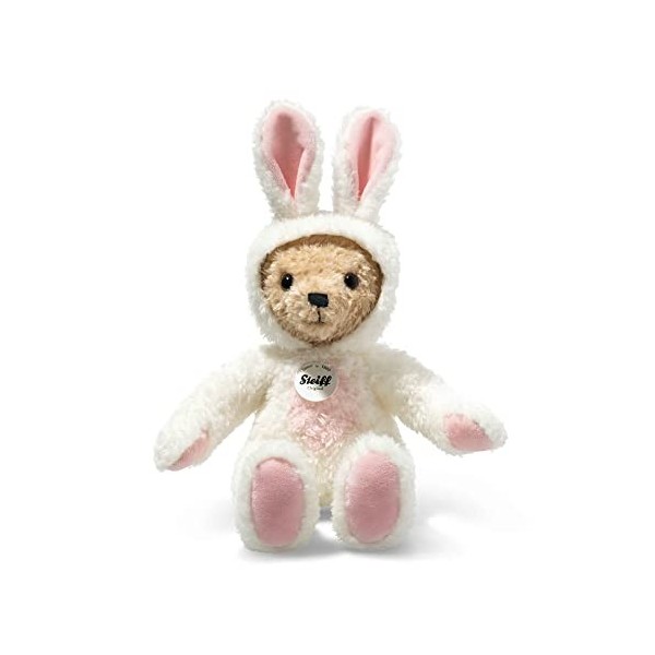 Steiff- Hoodie-Teddy Bear Rabbit Ours Lapin, 114052, Whisper White, 27 cm