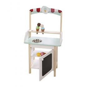 roba Marchande en Bois - Comptoir de Crème Glacée + 3 Cornets et 6 Boules de Glace en Peluche - Cadeau pour Enfants