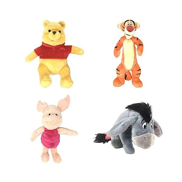 Disney Winnie lourson Lot de 4 mini poufs en peluche Winne The Pooh, Tigger, Porcinet et Bourriquet 