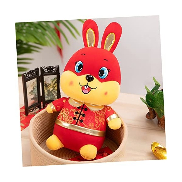 Toyvian 4 Pièces Lapin en Peluche Décoration De Fête du Nouvel an 2023 Peluche Lapin Zodiaque Chinois Jouet De Lapin Décors D