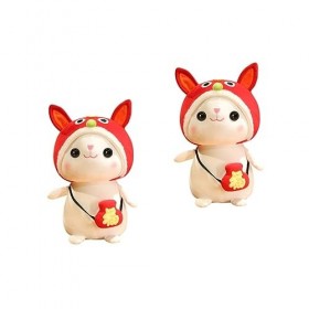 ibasenice 2 Pièces Poupée Lapin Jolie Figurine De Lapin Mascotte du Zodiaque Chinois Mascotte Lapin 2023 Décoration 2023 Anné