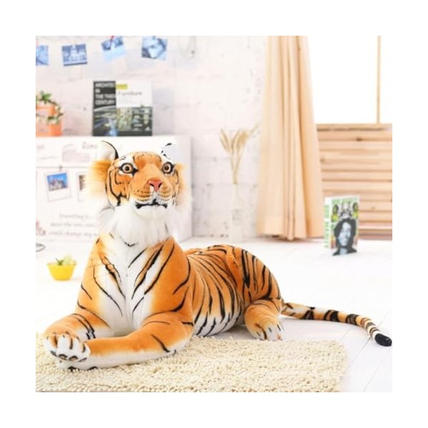 Tigre réaliste et léopard Peluche Animal Tigre Jaguar poupée Cadeau d’Anniversaire pour Enfants 90cm 3
