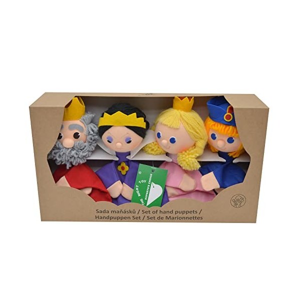 Lot de 4 marionnettes à main - Poupée en peluche - Figurine de conte de fées - Prince Roi, Reine Princesse - 34 cm - Idéal po