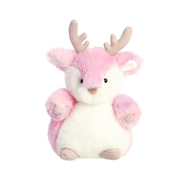 Aurora® Festive Holiday Flurry Reindeer™ Animal en peluche – Cheer saisonnier – Cadeaux réconfortants – Rose 17,8 cm