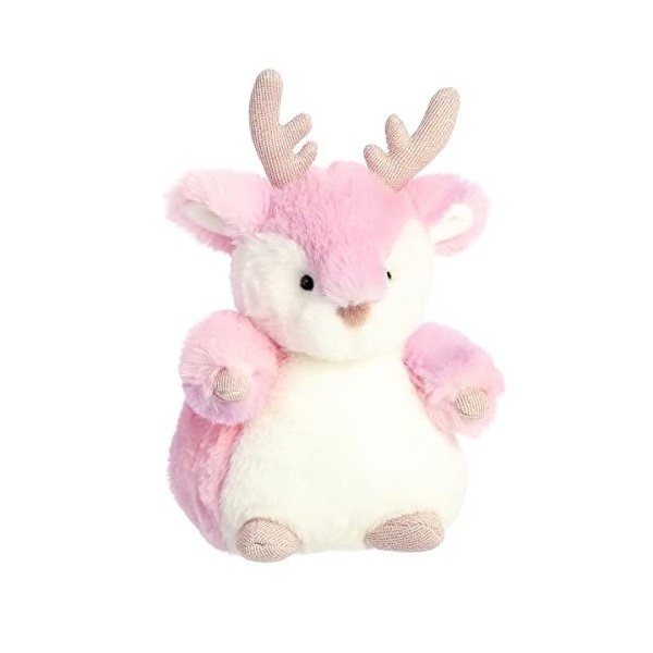 Aurora® Festive Holiday Flurry Reindeer™ Animal en peluche – Cheer saisonnier – Cadeaux réconfortants – Rose 17,8 cm