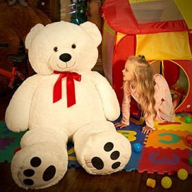 DEUBA Ours en Peluche Nounours XXL Blanc Doudou Peluche Ours en Peluche Teddy Modèle 150 cm