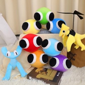10PCS Rainbow Friends Chapitre 2 Cyan,9.8in Rainbow Friends Peluches De Couleur Cyan Et Jaune,pour la Collection des Fans, Ca