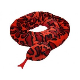 cavernedesjouets Peluche Serpent geant XXL Anaconda 300 cm Rouge - Grand Serpent Long 3 m - Set Jouet Reptile Enfant + Carte 