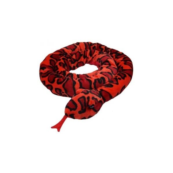 cavernedesjouets Peluche Serpent geant XXL Anaconda 300 cm Rouge - Grand Serpent Long 3 m - Set Jouet Reptile Enfant + Carte 