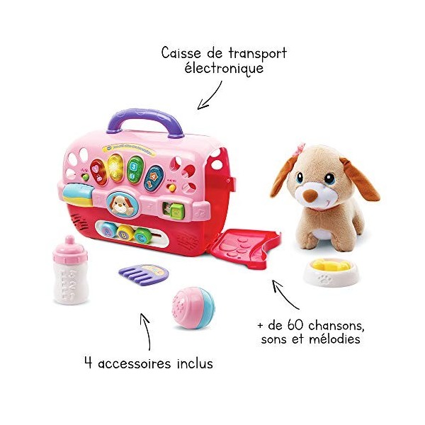 VTech – Mon P’tit Chien et sa Box Magique - Peluche Enfant, Peluche Chien / Jouet 15-36 mois – Version FR