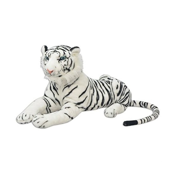 Festnight Tigre en Peluche Blanc XXL Peluche Tigre pour Enfant 146 x 40 cm