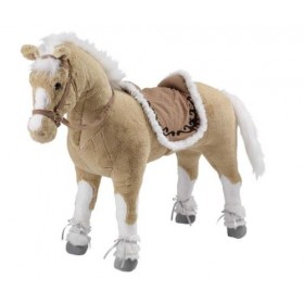 Cheval peluche à monter, beige et blanc. Charge env. 100 kg