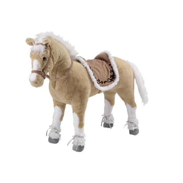 Cheval peluche à monter, beige et blanc. Charge env. 100 kg