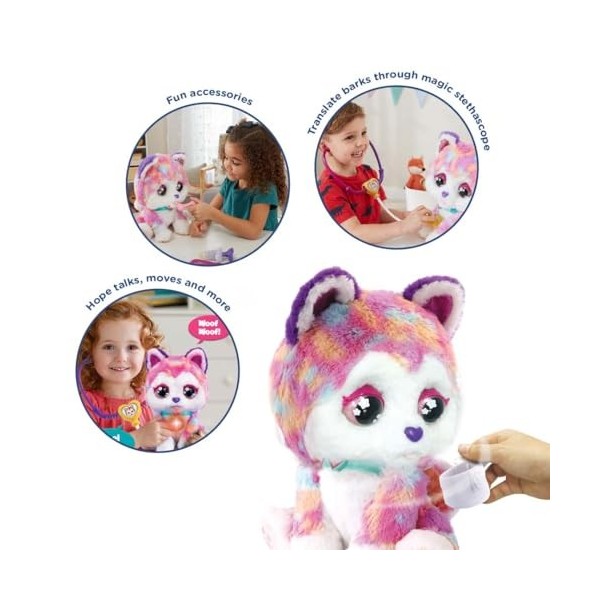 VTech Hope The Rainbow Husky Jouet interactif en Peluche pour Enfants Jouets en Peluche Doux pour Jeu sensoriel Jouet en Pelu