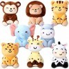 Harrycle 8 Pièces Mini Animaux de Forêt en Peluche Jouets danimaux en Peluche Petits Animaux de Jungle en Peluche en Vrac 10