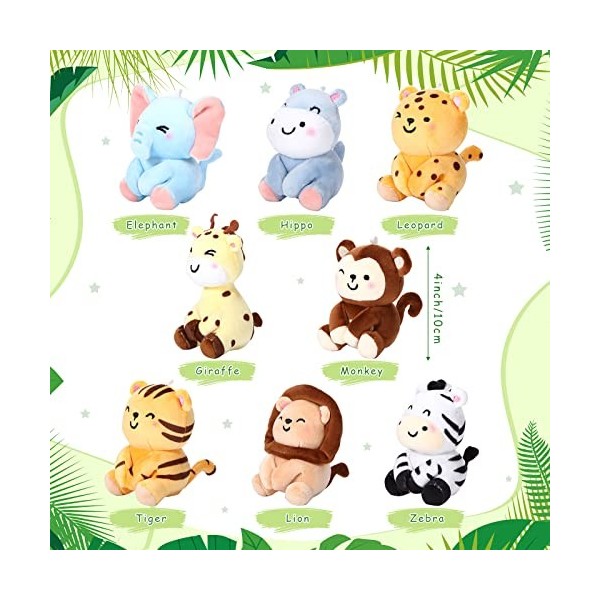 Harrycle 8 Pièces Mini Animaux de Forêt en Peluche Jouets danimaux en Peluche Petits Animaux de Jungle en Peluche en Vrac 10