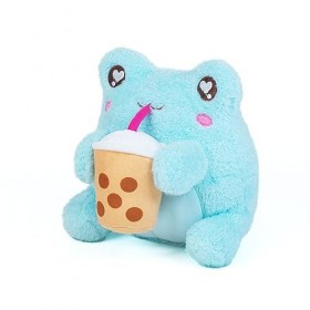 Cuddle Barn PlushGoals – Peluche Boba Sippin Wawa la grenouille douce parfumée bleu clair, 15,2 cm