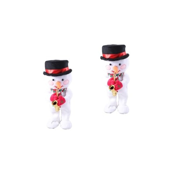 Toyvian 2 Pièces Ornement De Bonhomme De Neige De Bureau Jouets De Danse du Père Noël Poupée Électrique De Noël Jouet en Pelu