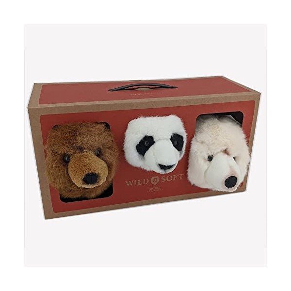 Linnea Peluche trophée Mini 3 Petites têtes dours & Panda Collection Forêt