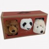 Linnea Peluche trophée Mini 3 Petites têtes dours & Panda Collection Forêt