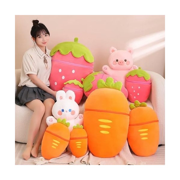 Nouveau Kawaii Lapin Peluche Jouet Peluche Fruits Fraise Oreiller Lapin Cochon Tapis Jouet Fille Enfants Cadeau D’Anniversair