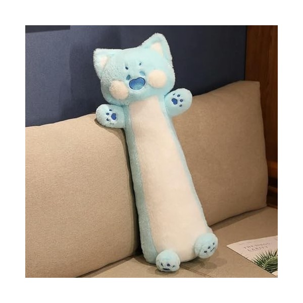 EacTEL Kawaii Long Chat Peluche Jouet en Peluche Bureau Sieste poupée Oreiller de Sommeil décoration Cadeau d’Anniversaire Ca