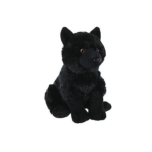 Wild Republic Cuddlekins Loup Noir, Animal en Peluche, 30 cm, Cadeau pour Bébés, Peluche Écologique, Rembourrage Fabriqué à P
