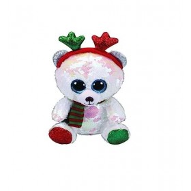 TY- Flippables Small-Peluche Sequins Mistletoe lours 15cm, TY36337, Multicolore