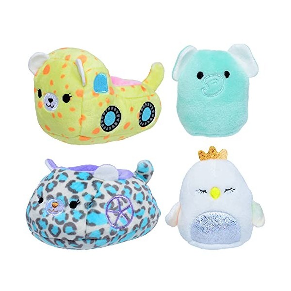 Squishville SQM0165 Serena in Carriage & Diego Two Mini Squishmallow Cygne et éléphant, Chariot en Peluche et véhicules de Ca