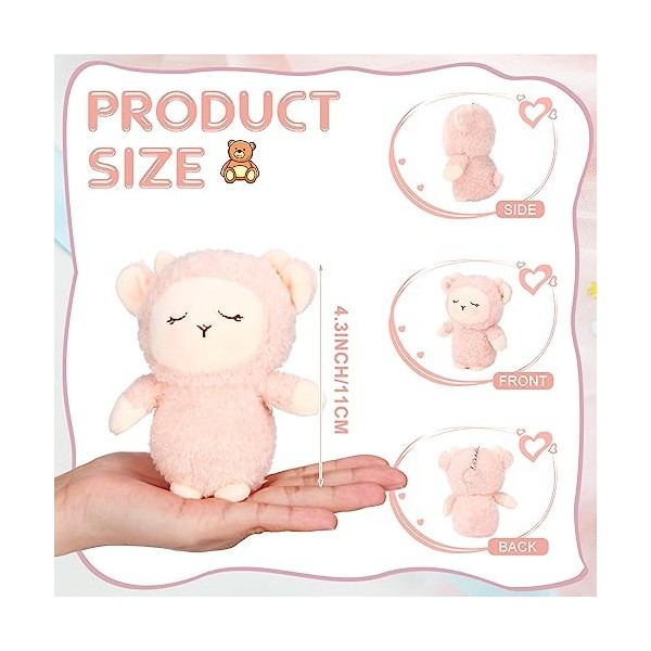 Libima Lot de 12 mini porte-clés en peluche dagneau mignon en vrac de 11,9 cm - Poupées dagneau en peluche douces et adorab