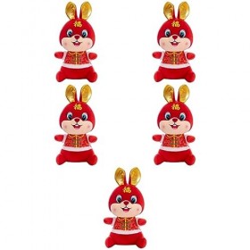 Toyvian 10 Pièces Bouton Tang Costume Lapin en Peluche Lapin Poupée Jouet Lapin Mascotte Poupée Année du Lapin Poupées Zodiaq