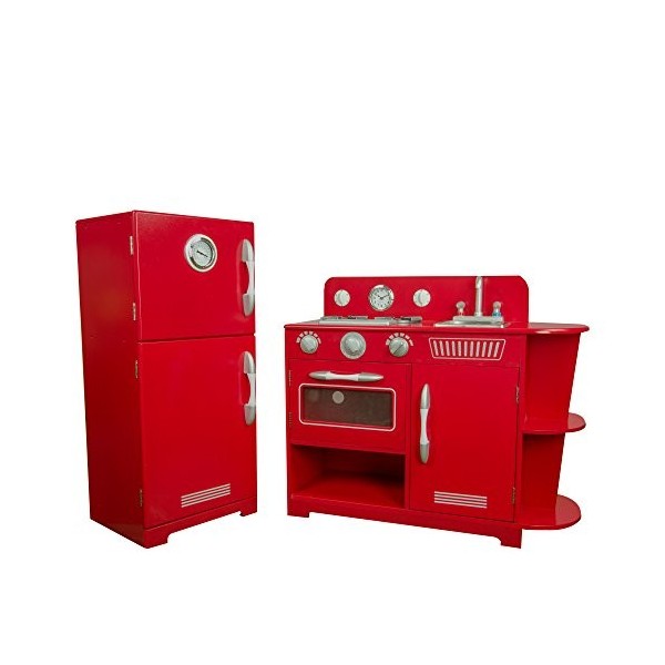 Jeu de cuisine enfant en bois rouge pour fille et garçon Teamson Kids TD-11779C