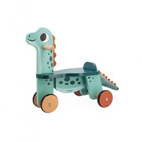 Janod Portosaurus-Porteur Dinosaure-Hauteur dAssise 21 cm-Queue en Peluche Amovible-Développe lÉquilibre-Jouet en Bois FSC-